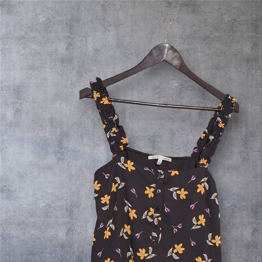 Collective Concepts Black Floral Button-Down Top